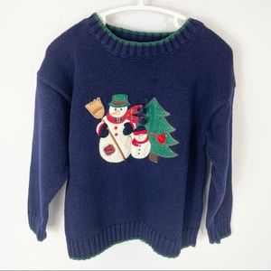 3/$25 Vintage Kids Knit Christmas Sweater Snowman Christmas Tree 4T